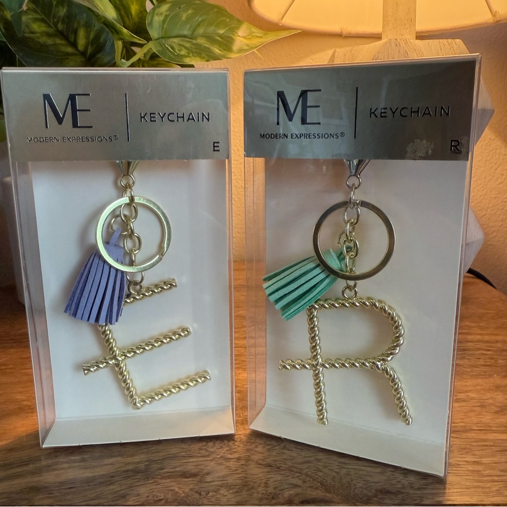 Gold Keychain with Tassel and Inital